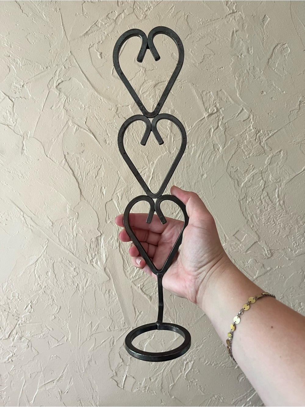Vintage heavy duty metal sconce with hearts